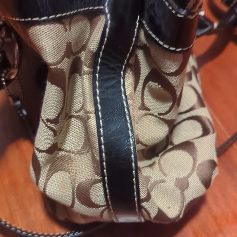 Coach Signature Penelope Satchel Brown & Black Bag Handles And Crossbody Options